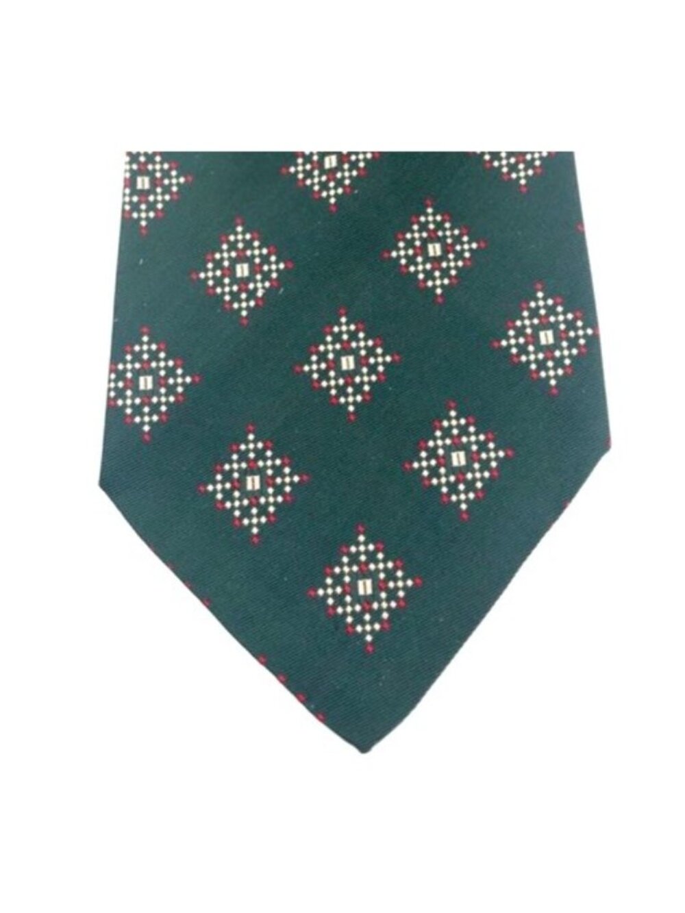 Vintage Neiman Marcus Tie 100% Silk Green Tan Red 55-1/5" x 4" Made in Italy
